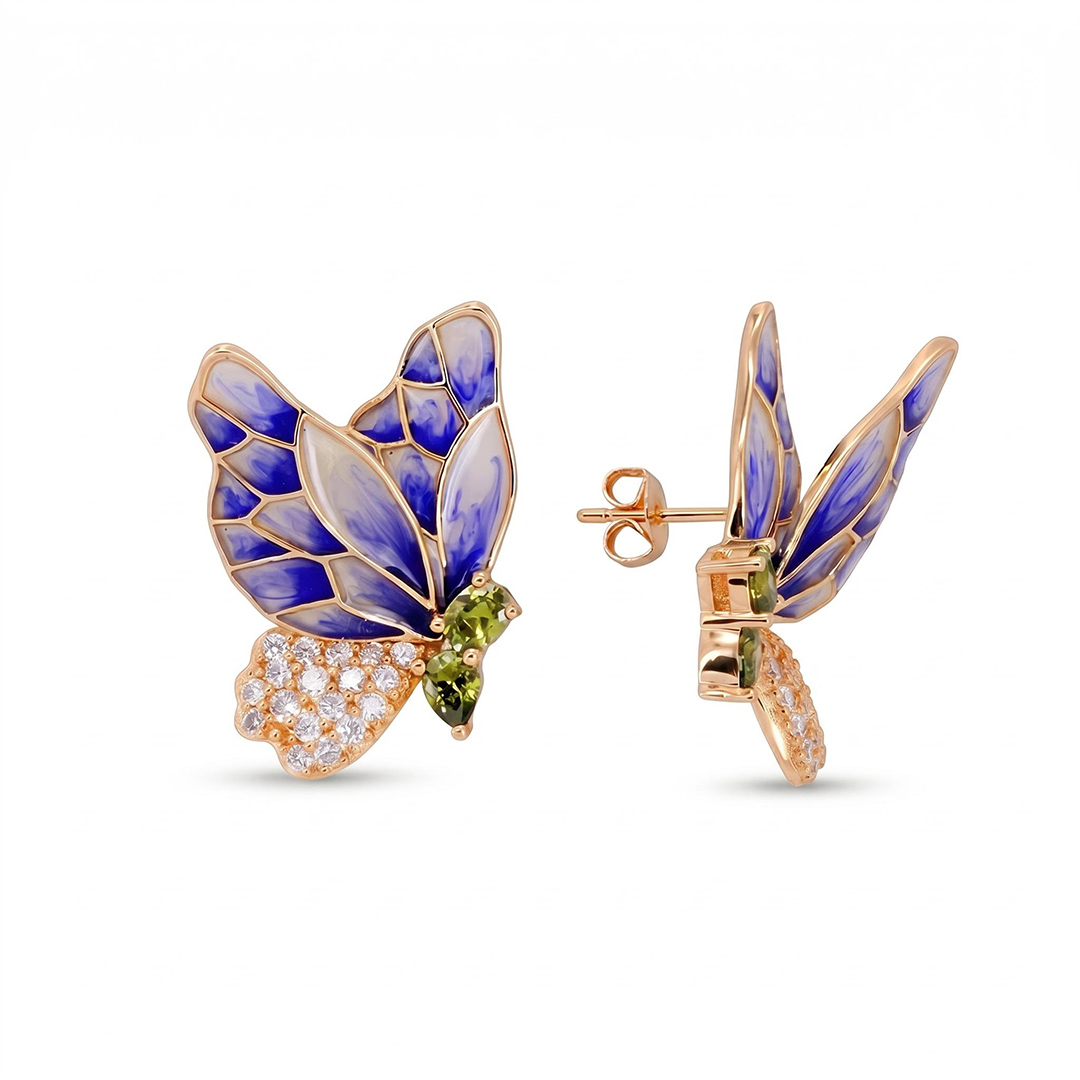 Helloice Enamel Nature Glaze Purple Butterfly Stud Earrings Helloice Enamel Nature Glaze Purple Butterfly Stud Earrings