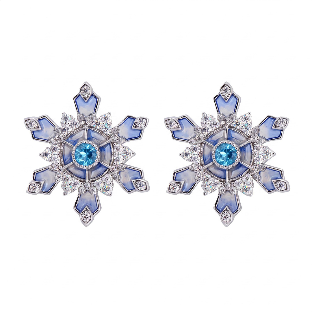 Helloice Enamel Nature Glaze Light Purple Snowflake Stud Earrings Helloice Enamel Nature Glaze Light Purple Snowflake Stud Earrings