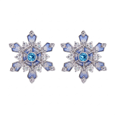 Helloice Enamel Nature Glaze Light Purple Snowflake Stud Earrings