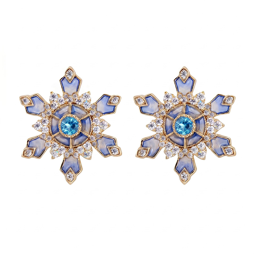 Helloice Enamel Nature Glaze Light Purple Snowflake Stud Earrings Helloice Enamel Nature Glaze Light Purple Snowflake Stud Earrings