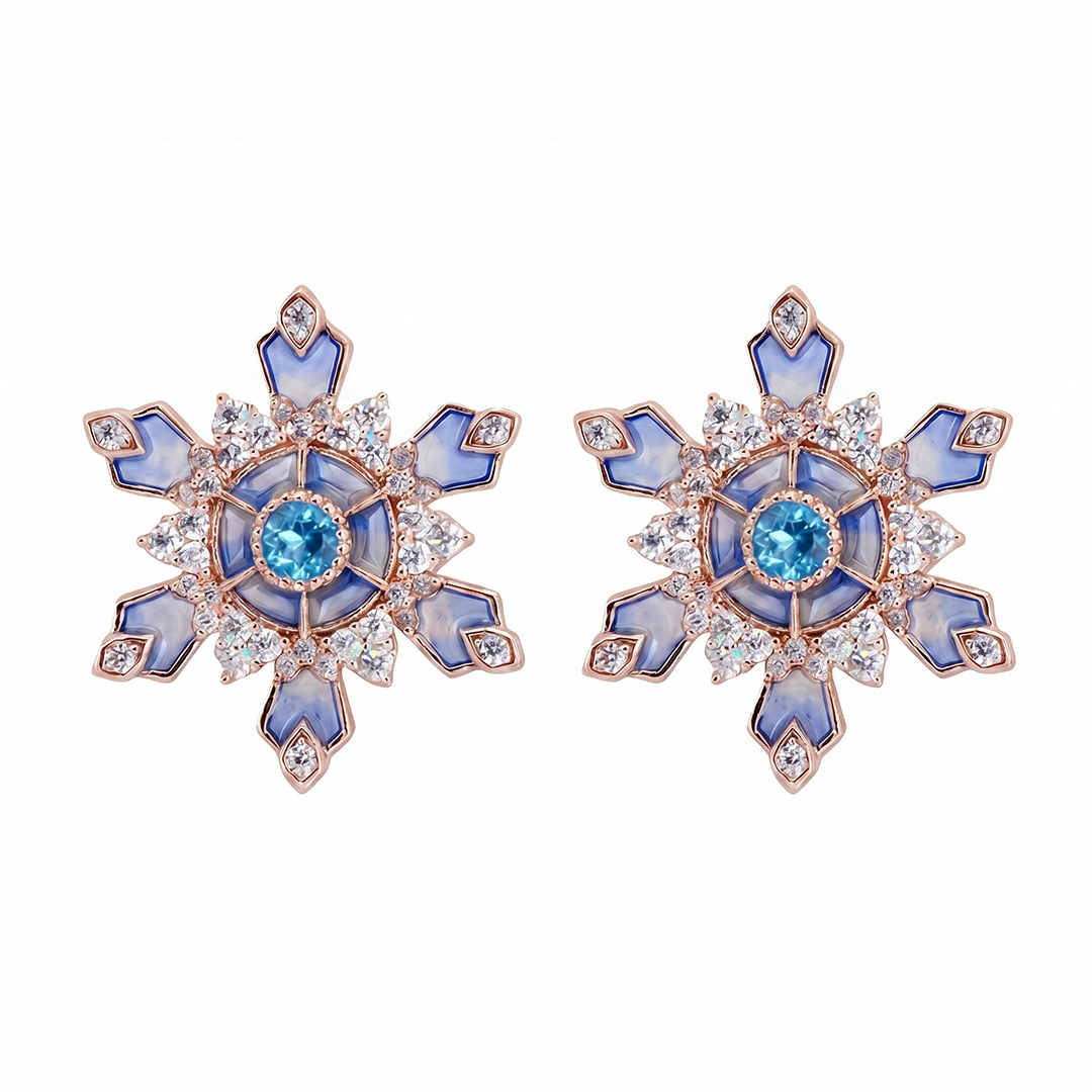Helloice Enamel Nature Glaze Light Purple Snowflake Stud Earrings Helloice Enamel Nature Glaze Light Purple Snowflake Stud Earrings