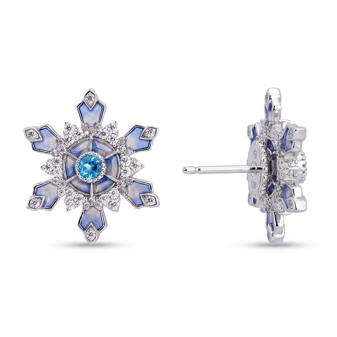 Helloice Enamel Nature Glaze Light Purple Snowflake Stud Earrings Helloice Enamel Nature Glaze Light Purple Snowflake Stud Earrings