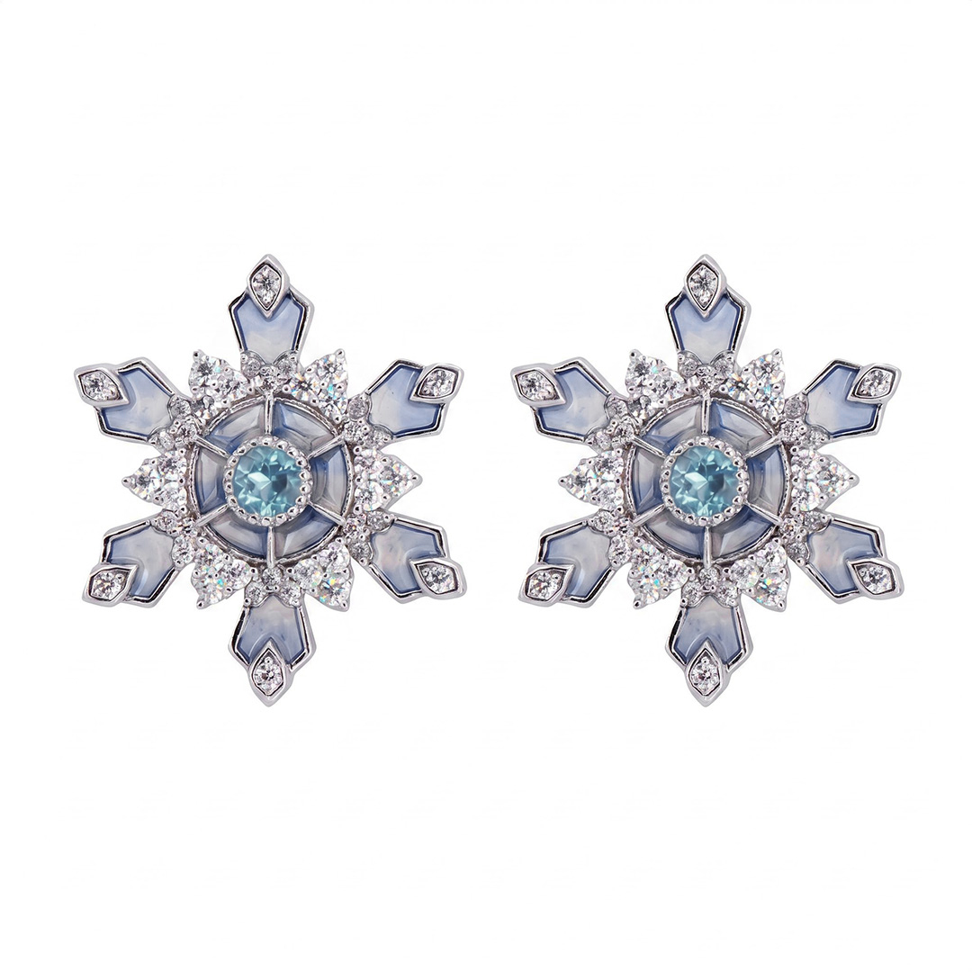 Enamel Nature Glaze Light Purple Snowflake Stud Earrings Enamel Nature Glaze Light Purple Snowflake Stud Earrings