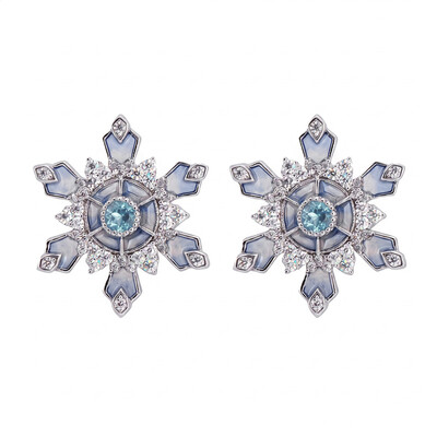 Enamel Nature Glaze Light Purple Snowflake Stud Earrings