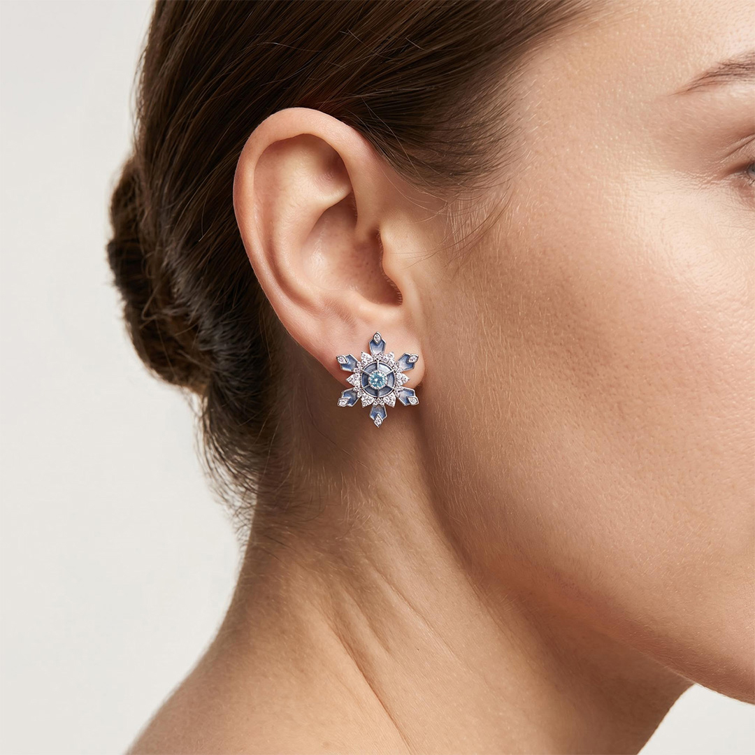 Enamel Nature Glaze Light Purple Snowflake Stud Earrings Enamel Nature Glaze Light Purple Snowflake Stud Earrings