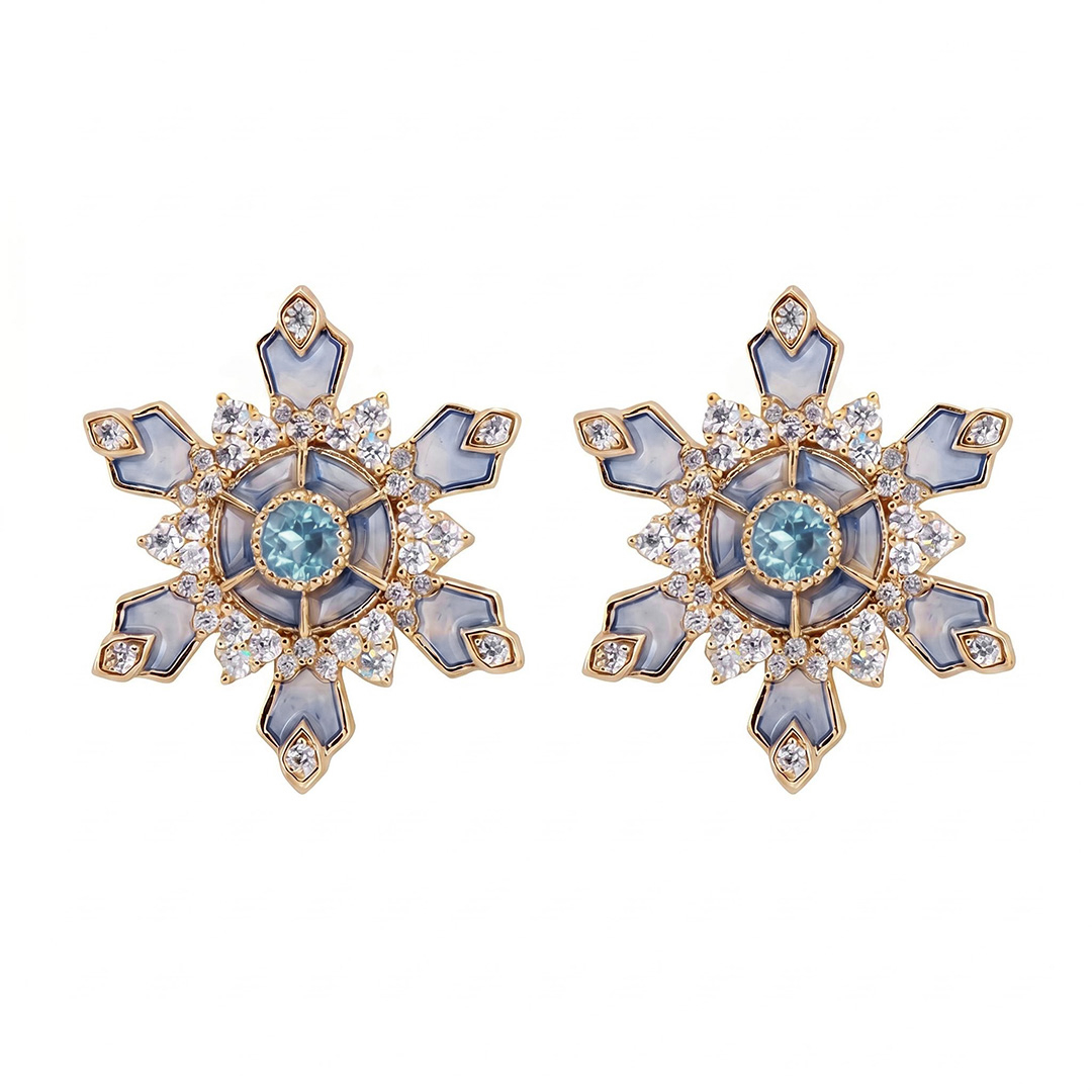 Enamel Nature Glaze Light Purple Snowflake Stud Earrings Enamel Nature Glaze Light Purple Snowflake Stud Earrings