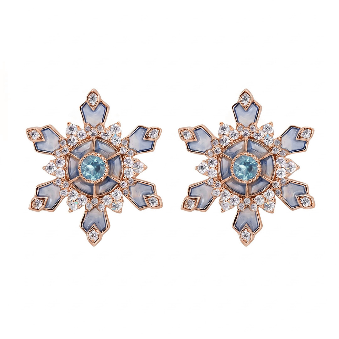 Enamel Nature Glaze Light Purple Snowflake Stud Earrings Enamel Nature Glaze Light Purple Snowflake Stud Earrings