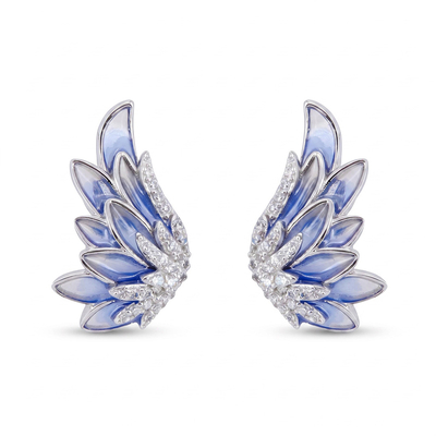 Helloice Enamel Nature Glaze Ice Blue Wing Stud Earrings