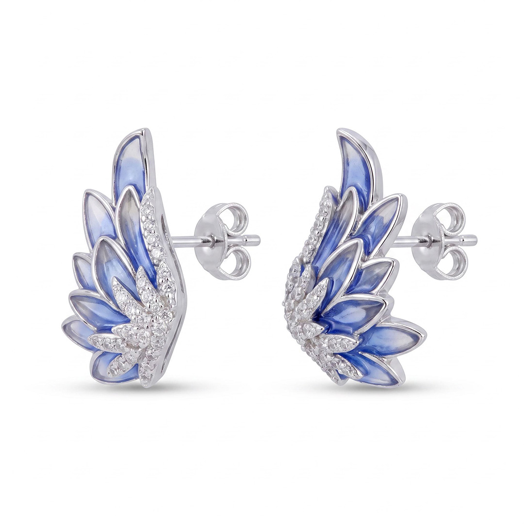 Helloice Enamel Nature Glaze Ice Blue Wing Stud Earrings Helloice Enamel Nature Glaze Ice Blue Wing Stud Earrings