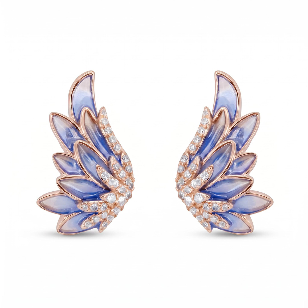Helloice Enamel Nature Glaze Ice Blue Wing Stud Earrings Helloice Enamel Nature Glaze Ice Blue Wing Stud Earrings