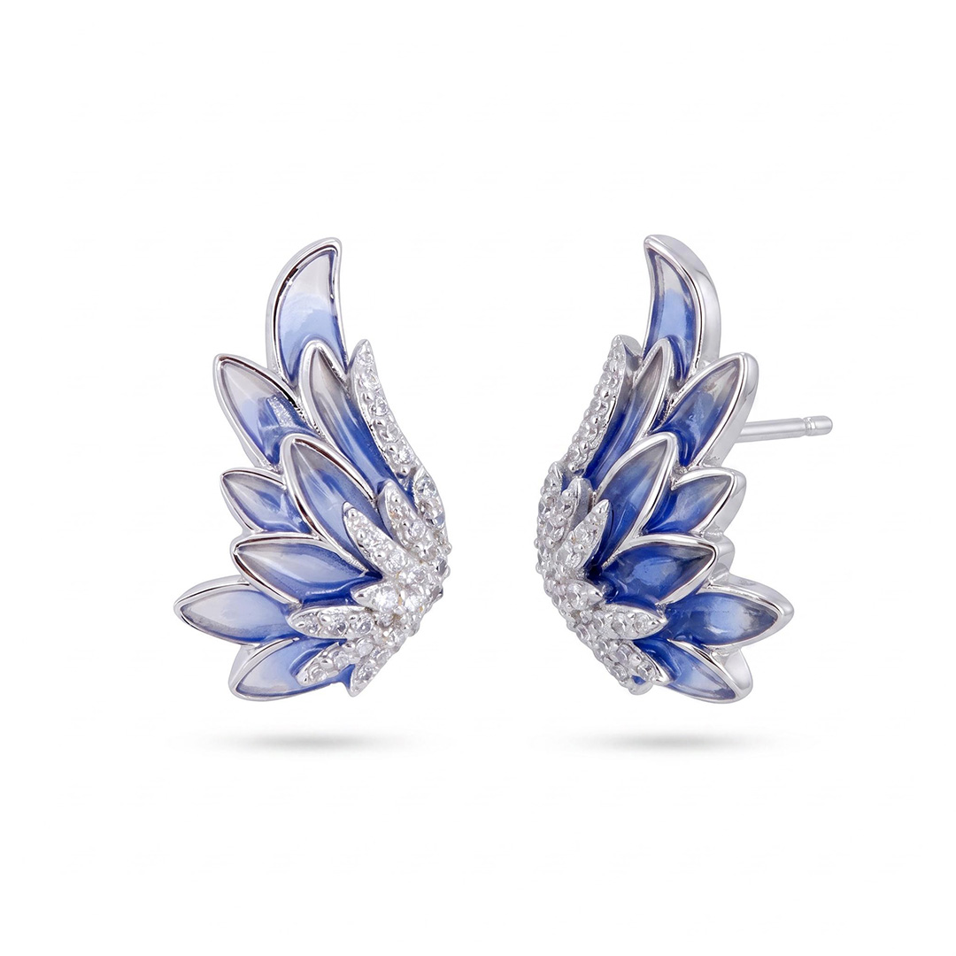 Helloice Enamel Nature Glaze Ice Blue Wing Stud Earrings Helloice Enamel Nature Glaze Ice Blue Wing Stud Earrings