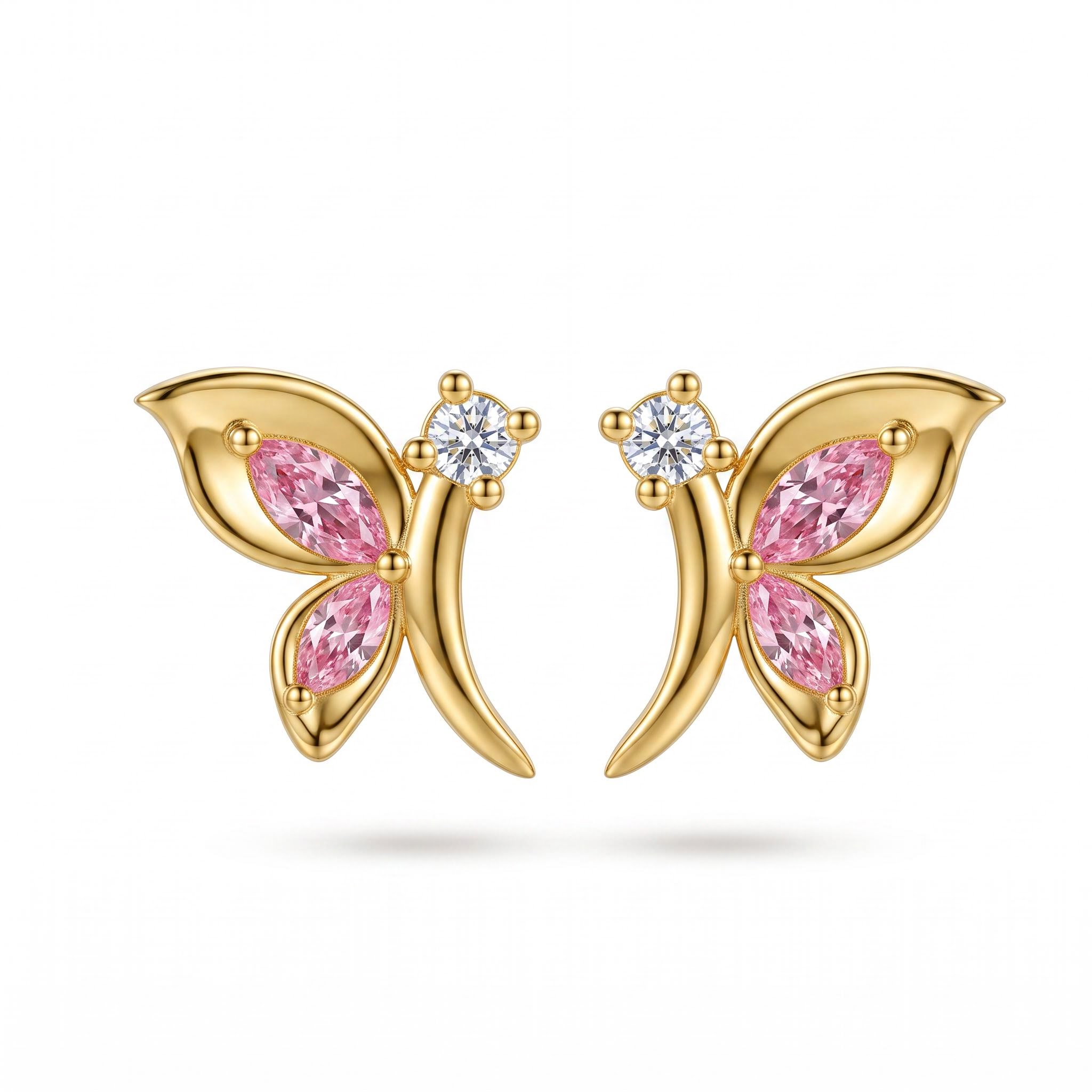 0.94 ct.tw. Pink Marquise Cut Butterfly Stud Earrings