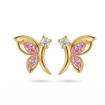 0.94 ct.tw. Pink Marquise Cut Butterfly Stud Earrings