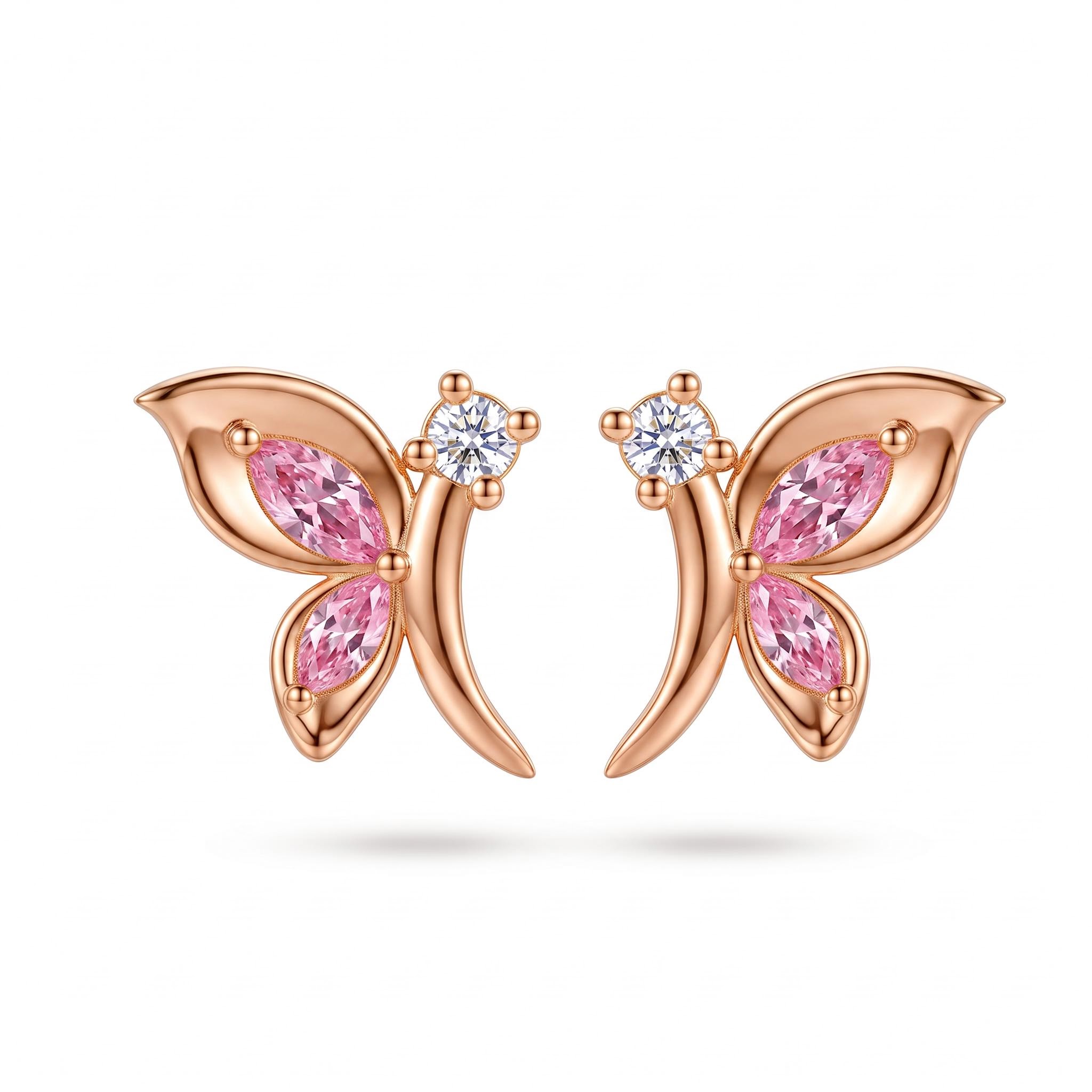 0.94 ct.tw. Pink Marquise Cut Butterfly Stud Earrings