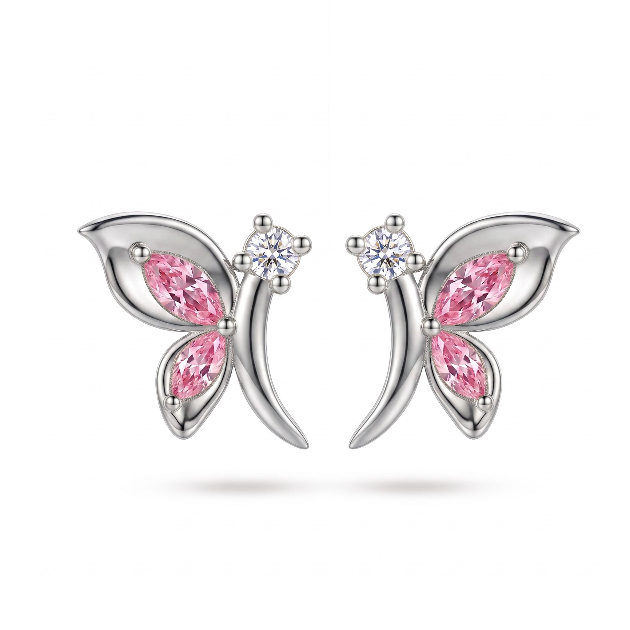0.94 ct.tw. Pink Marquise Cut Butterfly Stud Earrings
