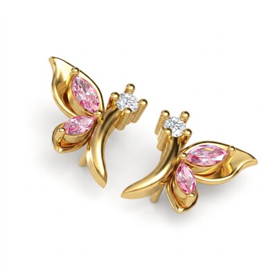 0.94 ct.tw. Pink Marquise Cut Butterfly Stud Earrings