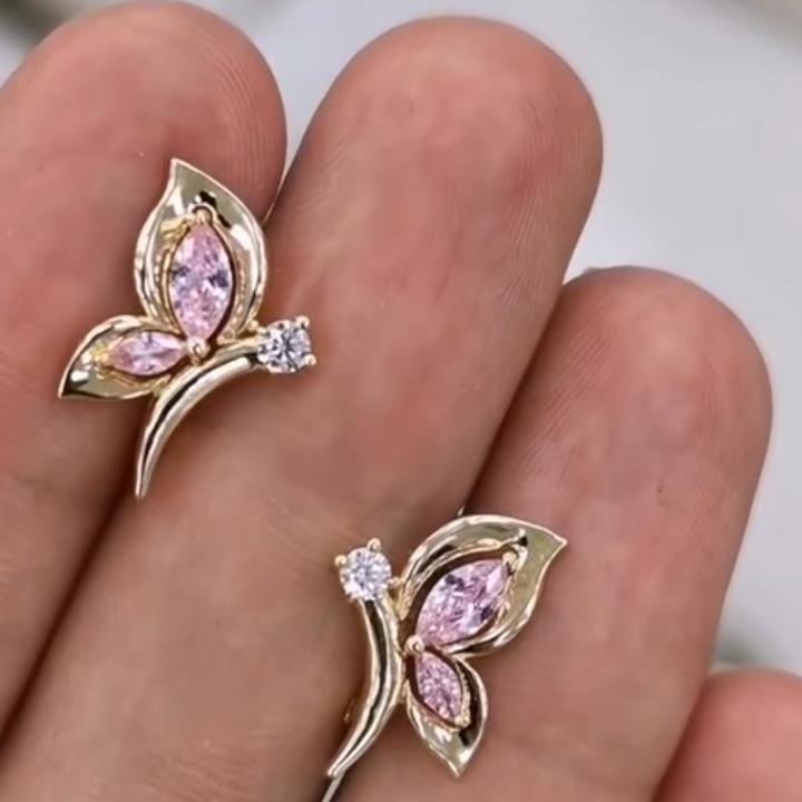 0.94 ct.tw. Pink Marquise Cut Butterfly Stud Earrings