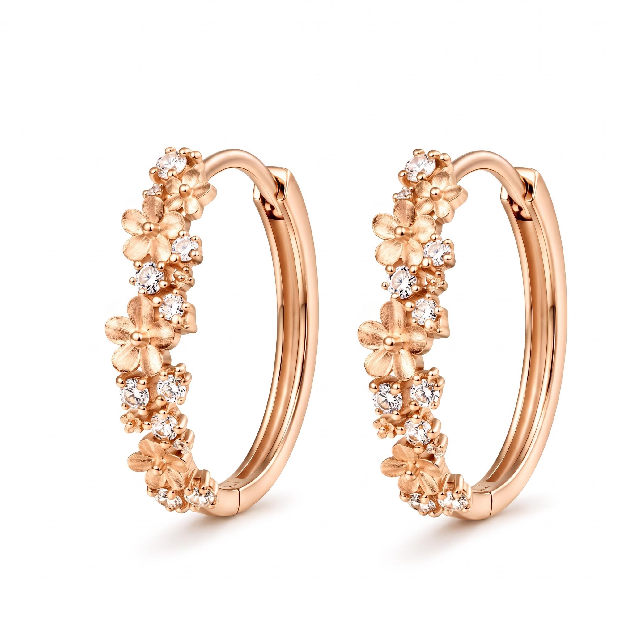 Nature-inspired Flower Cluster Sandblasted Hoop Earrings Nature-inspired Flower Cluster Sandblasted Hoop Earrings