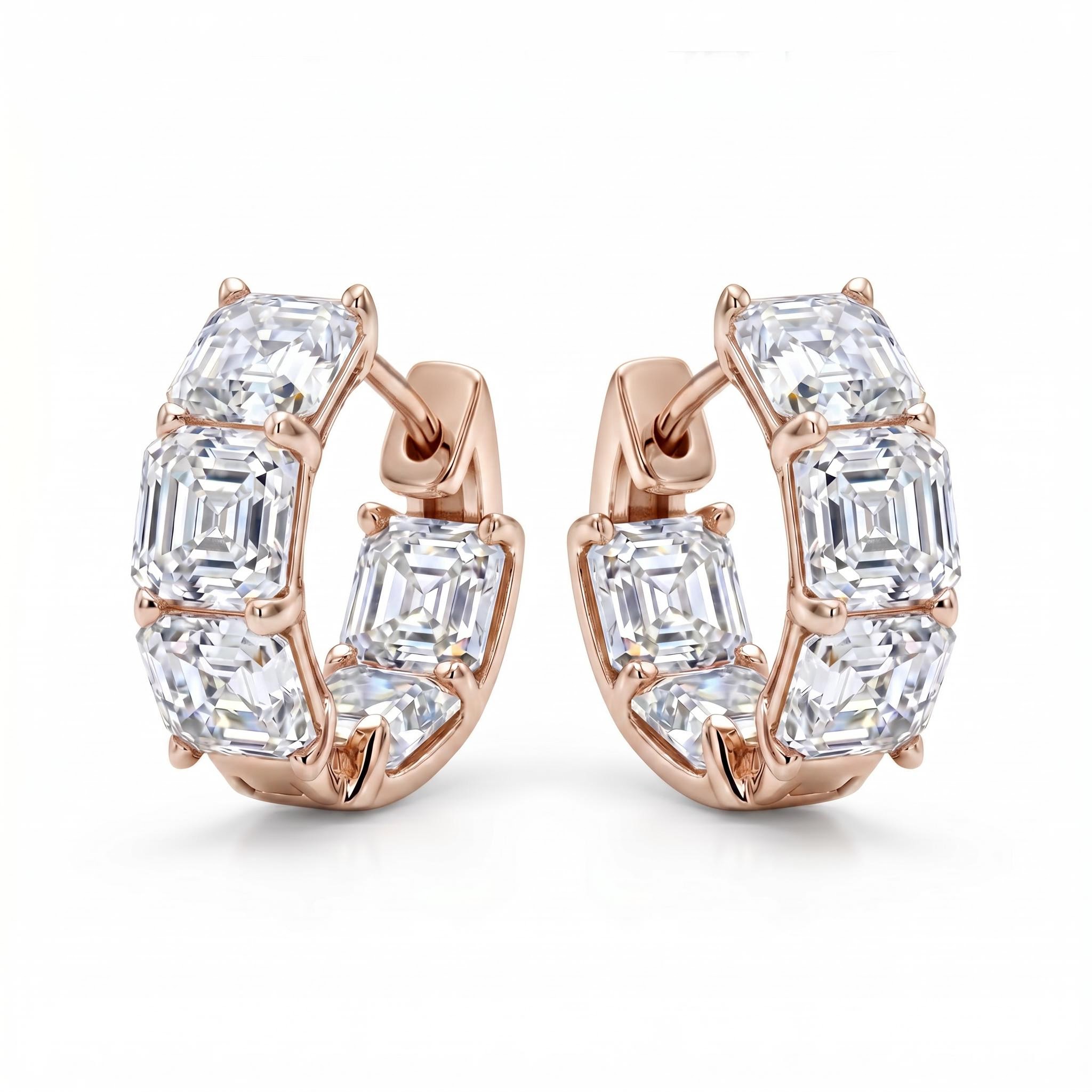 4 ct.tw. Asscher Cut Square Hoop Earrings 4 ct.tw. Asscher Cut Square Hoop Earrings