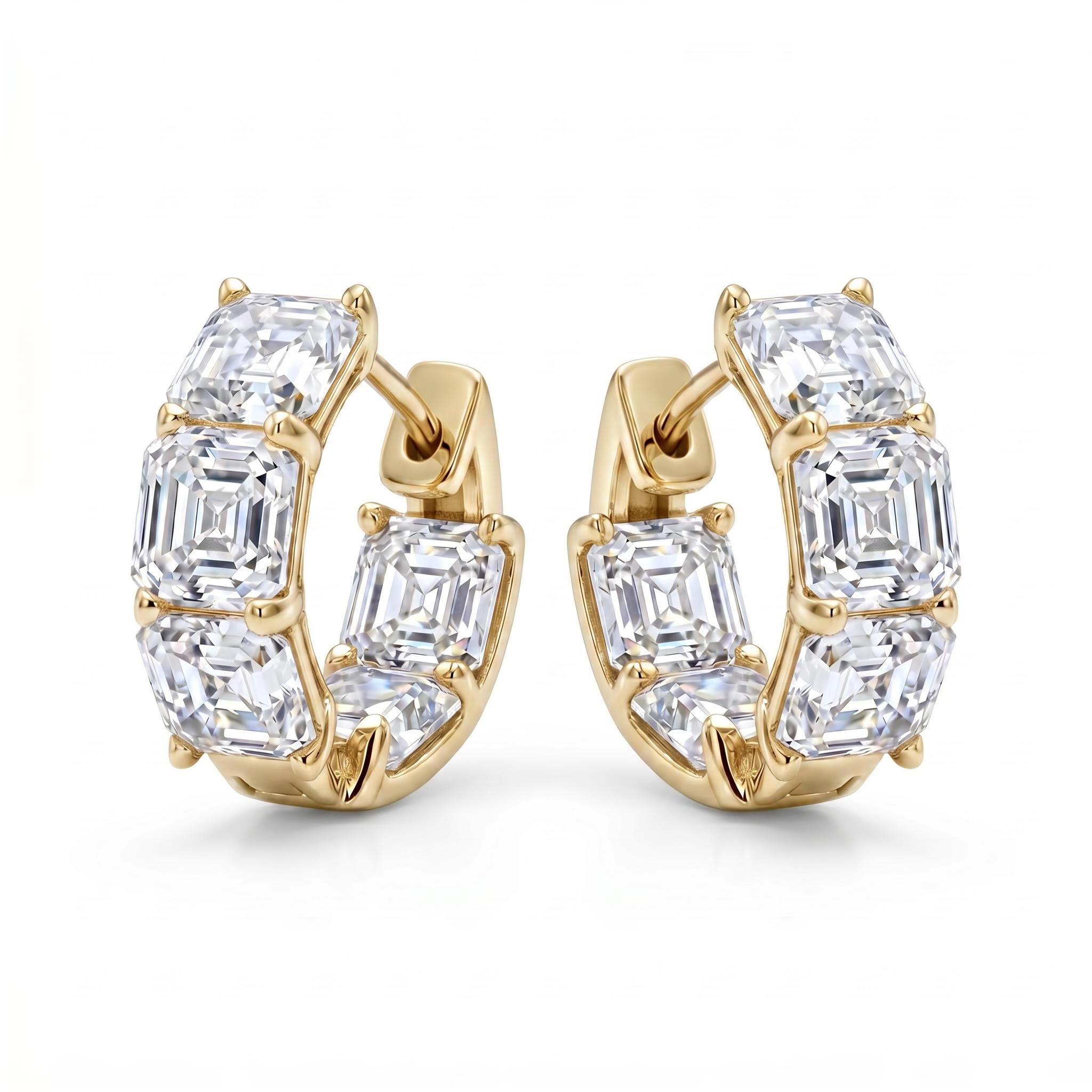 4 ct.tw. Asscher Cut Square Hoop Earrings 4 ct.tw. Asscher Cut Square Hoop Earrings