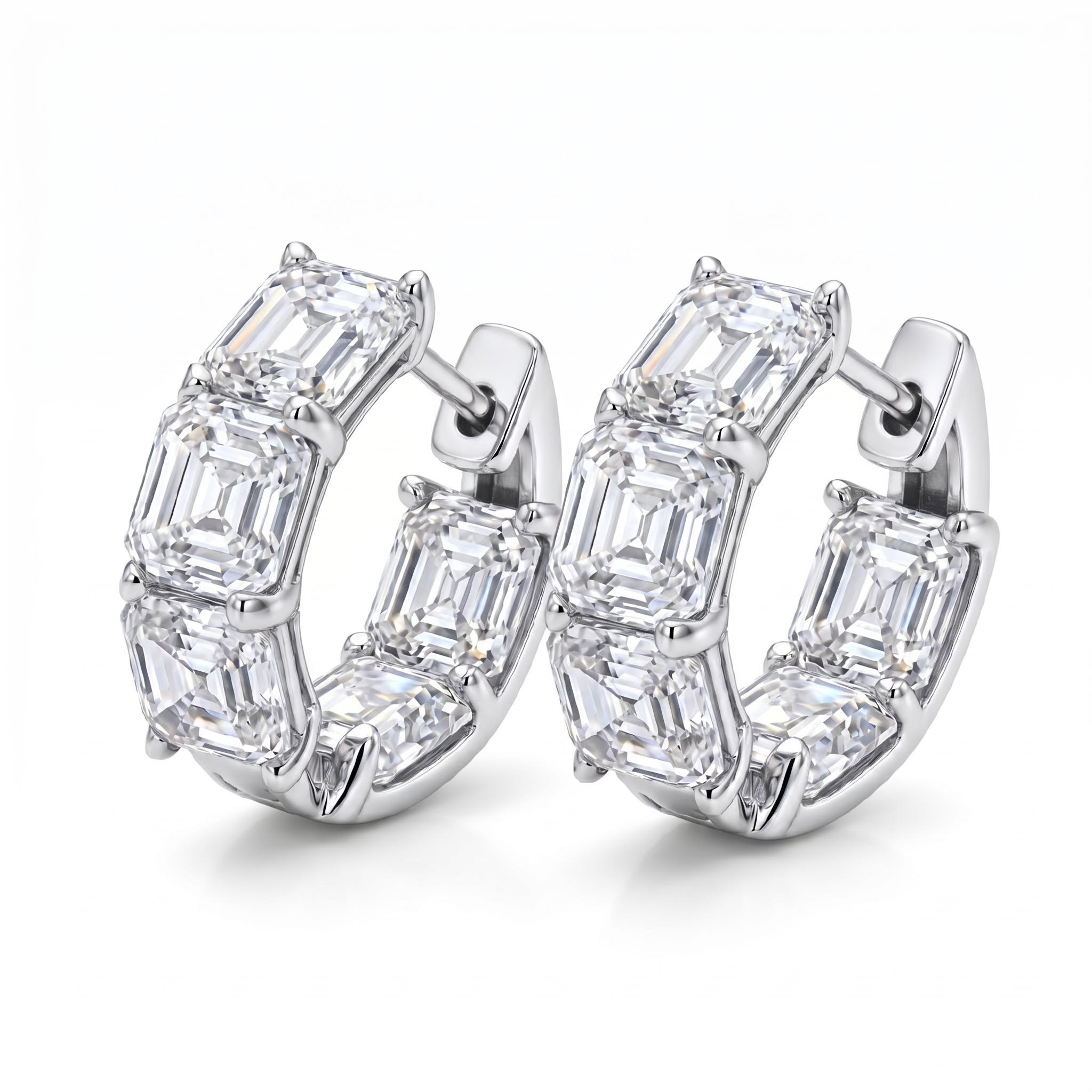 4 ct.tw. Asscher Cut Square Hoop Earrings 4 ct.tw. Asscher Cut Square Hoop Earrings