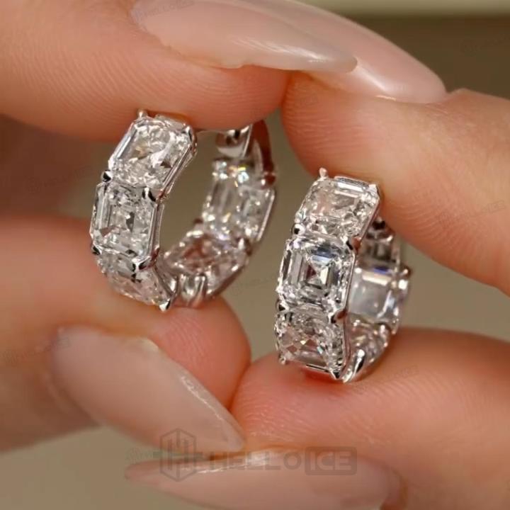 4 ct.tw. Asscher Cut Square Hoop Earrings 4 ct.tw. Asscher Cut Square Hoop Earrings