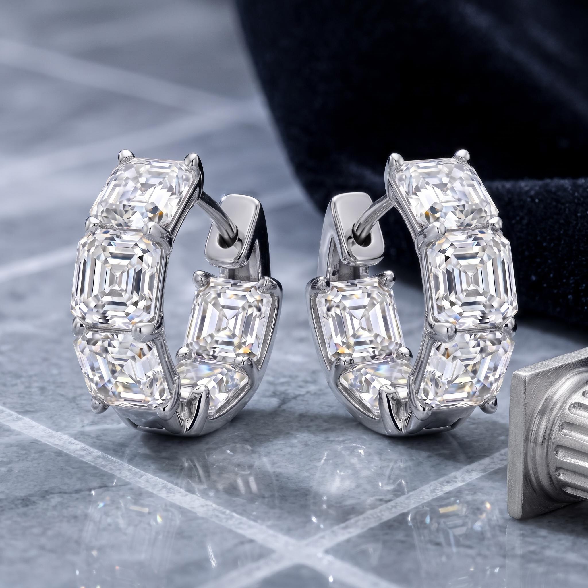 4 ct.tw. Asscher Cut Square Hoop Earrings 4 ct.tw. Asscher Cut Square Hoop Earrings