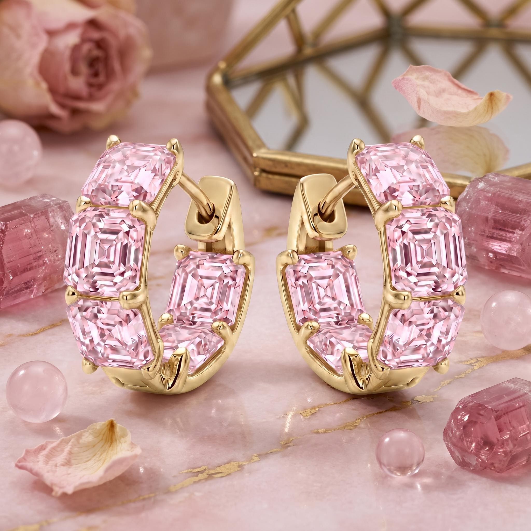4 ct.tw. Asscher Cut Square Hoop Earrings 4 ct.tw. Asscher Cut Square Hoop Earrings