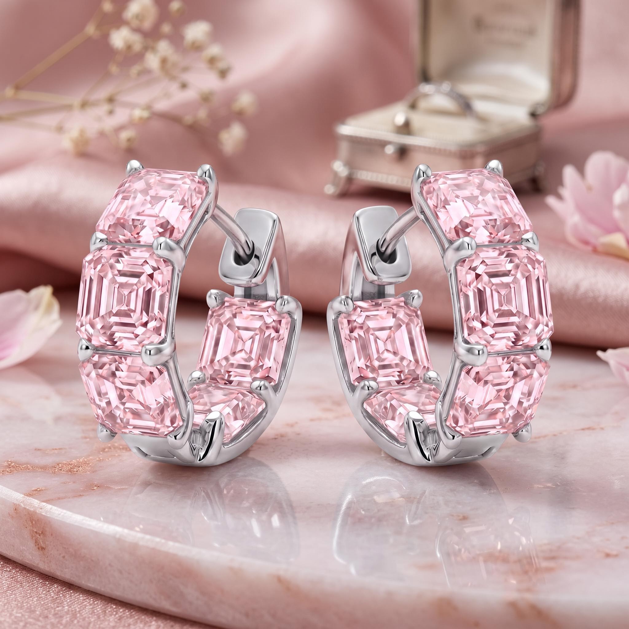 4 ct.tw. Asscher Cut Square Hoop Earrings 4 ct.tw. Asscher Cut Square Hoop Earrings