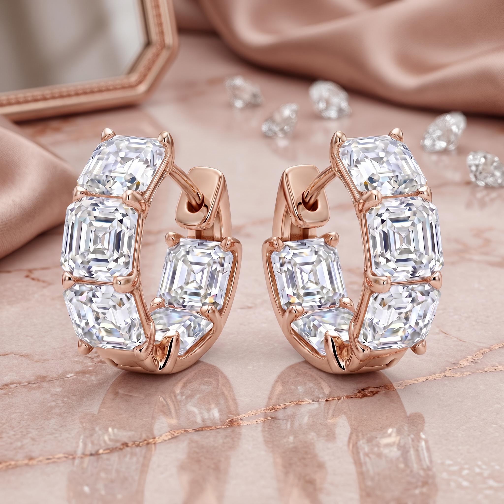 4 ct.tw. Asscher Cut Square Hoop Earrings 4 ct.tw. Asscher Cut Square Hoop Earrings