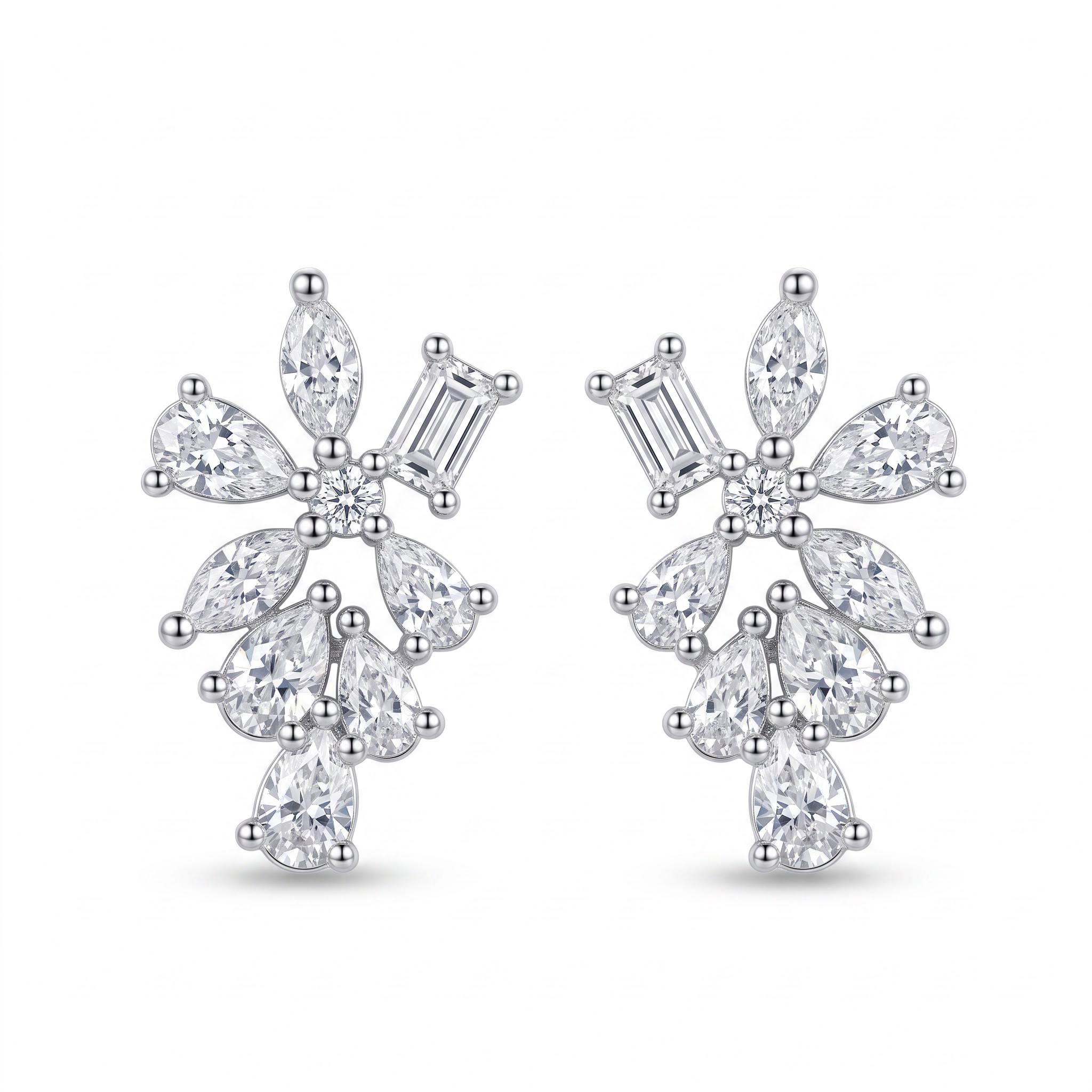 1.38 ct.tw. Mixed Shape Floral Cluster Stud Earrings 1.38 ct.tw. Mixed Shape Floral Cluster Stud Earrings