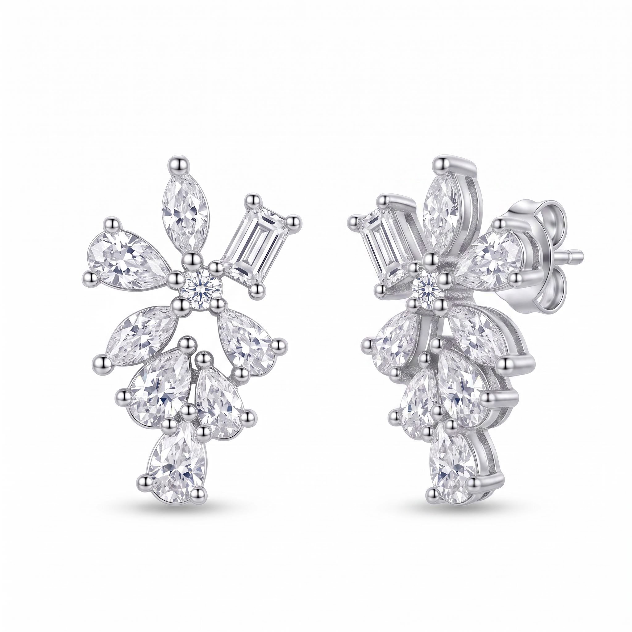 1.38 ct.tw. Mixed Shape Floral Cluster Stud Earrings 1.38 ct.tw. Mixed Shape Floral Cluster Stud Earrings