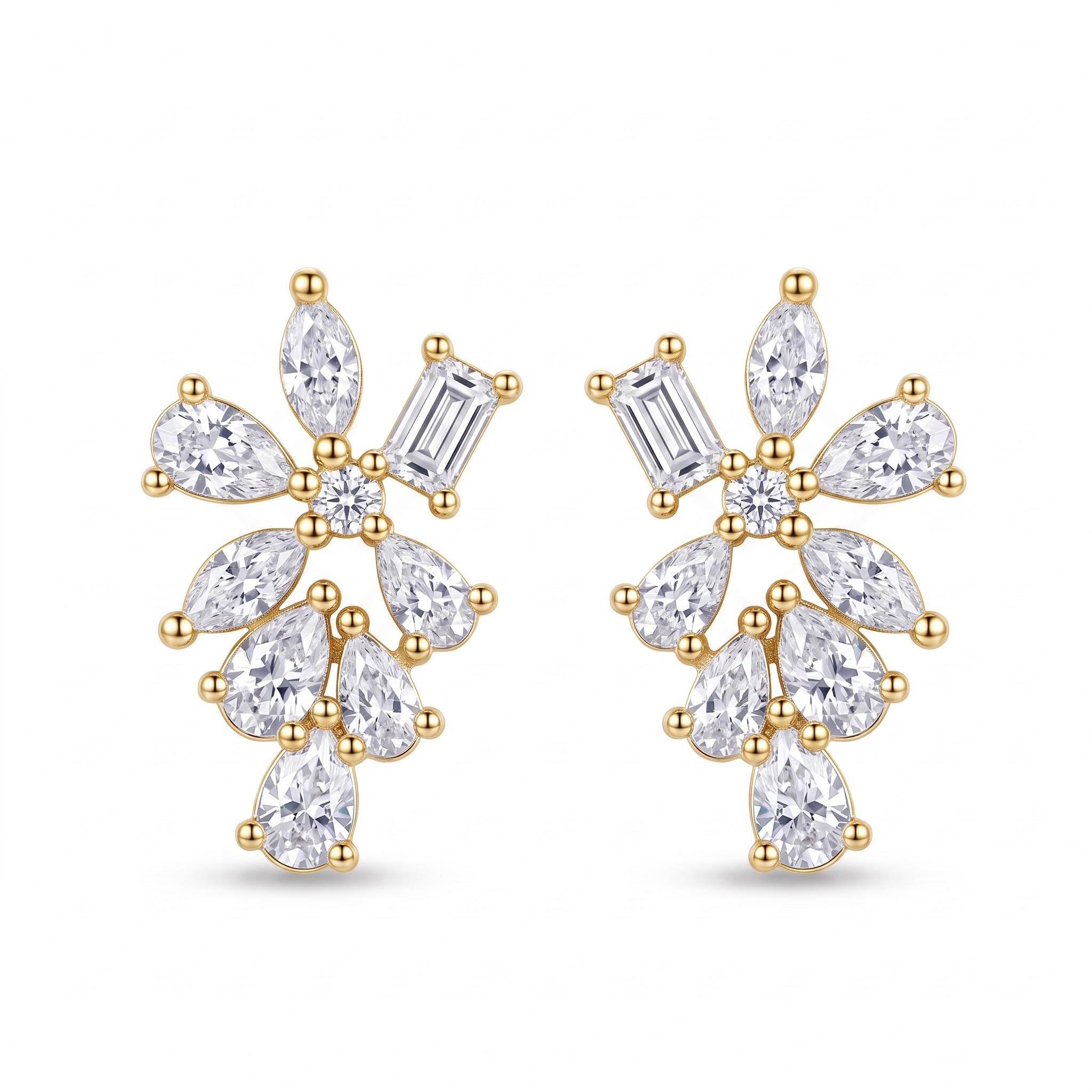 1.38 ct.tw. Mixed Shape Floral Cluster Stud Earrings 1.38 ct.tw. Mixed Shape Floral Cluster Stud Earrings