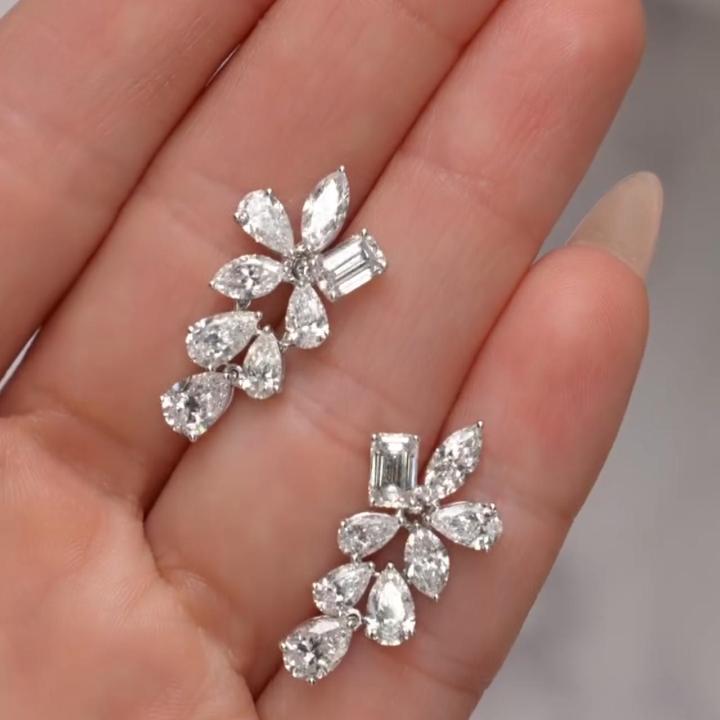 1.38 ct.tw. Mixed Shape Floral Cluster Stud Earrings 1.38 ct.tw. Mixed Shape Floral Cluster Stud Earrings