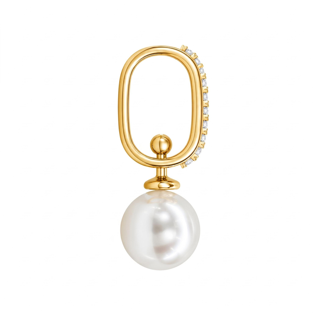 0.54 ct.tw. Diamond-encrusted U-shaped Pearl Drop Earrings 0.54 ct.tw. Diamond-encrusted U-shaped Pearl Drop Earrings