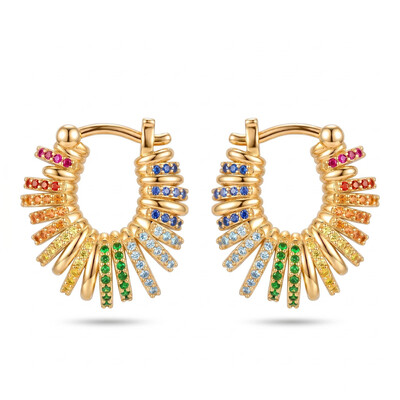 1.58 ct.tw. Rainbow Full-diamond Circle Earrings