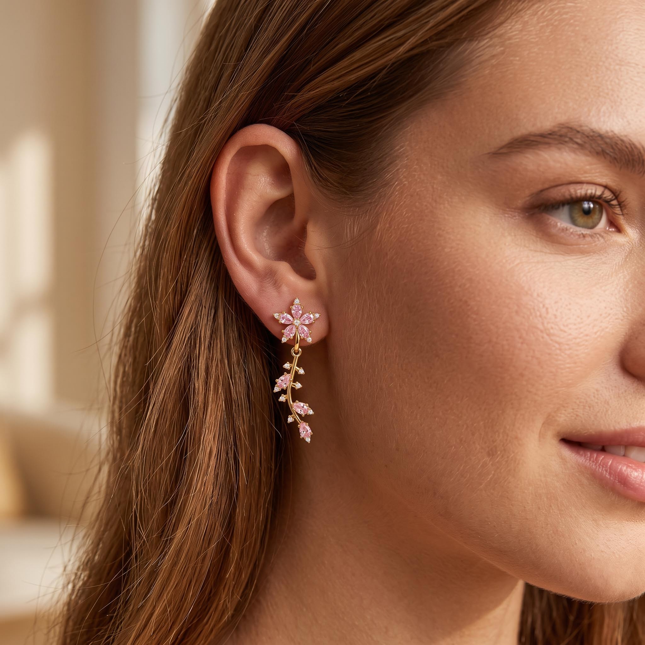 1.84 ct.tw. Floral Vine Detachable Two-Way Wear Drop Earrings 1.84 ct.tw. Floral Vine Detachable Two-Way Wear Drop Earrings