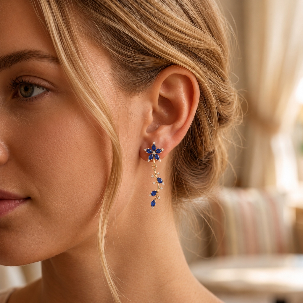 1.84 ct.tw. Floral Vine Detachable Two-Way Wear Drop Earrings 1.84 ct.tw. Floral Vine Detachable Two-Way Wear Drop Earrings