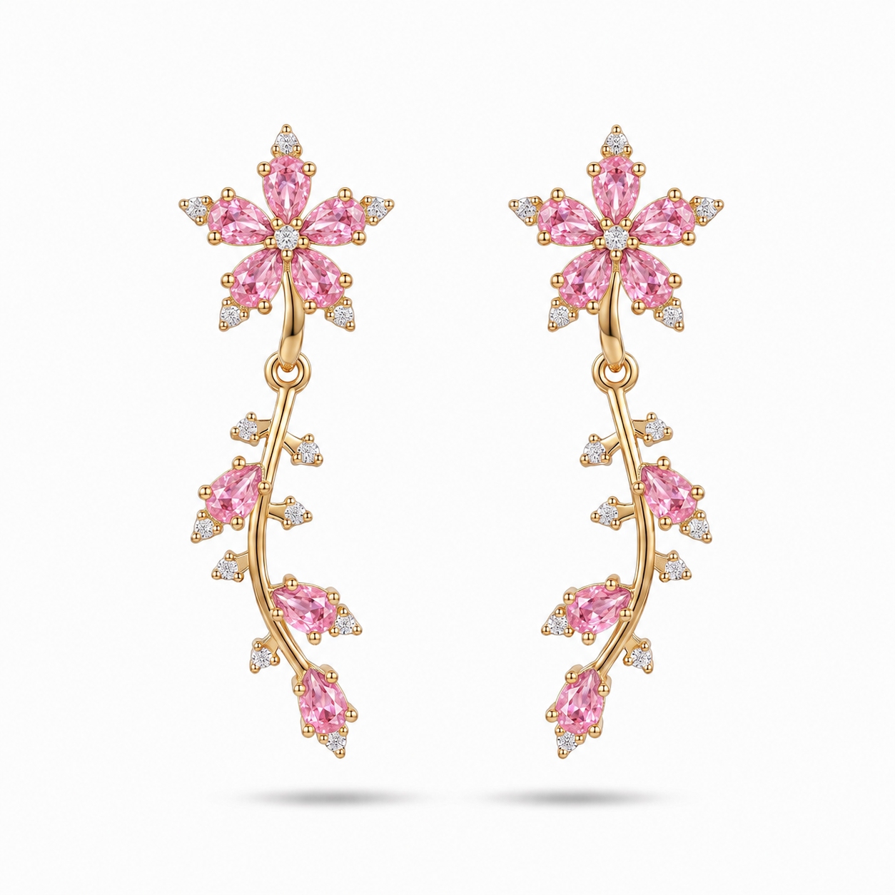1.84 ct.tw. Floral Vine Detachable Two-Way Wear Drop Earrings 1.84 ct.tw. Floral Vine Detachable Two-Way Wear Drop Earrings
