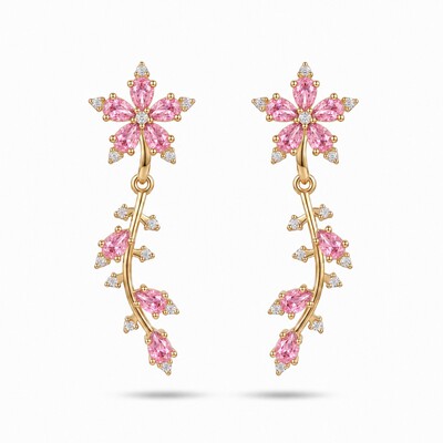 1.84 ct.tw. Floral Vine Detachable Two-Way Wear Drop Earrings