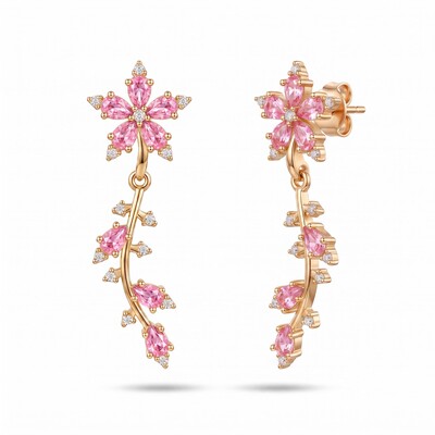 1.84 ct.tw. Floral Vine Detachable Two-Way Wear Drop Earrings
