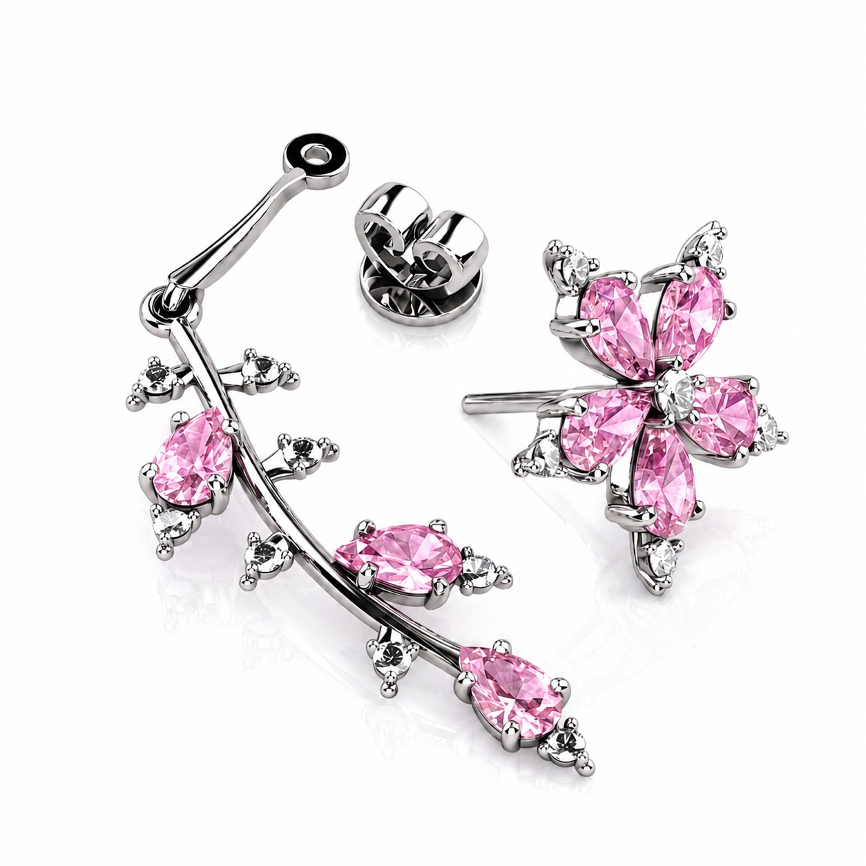 1.84 ct.tw. Floral Vine Detachable Two-Way Wear Drop Earrings 1.84 ct.tw. Floral Vine Detachable Two-Way Wear Drop Earrings