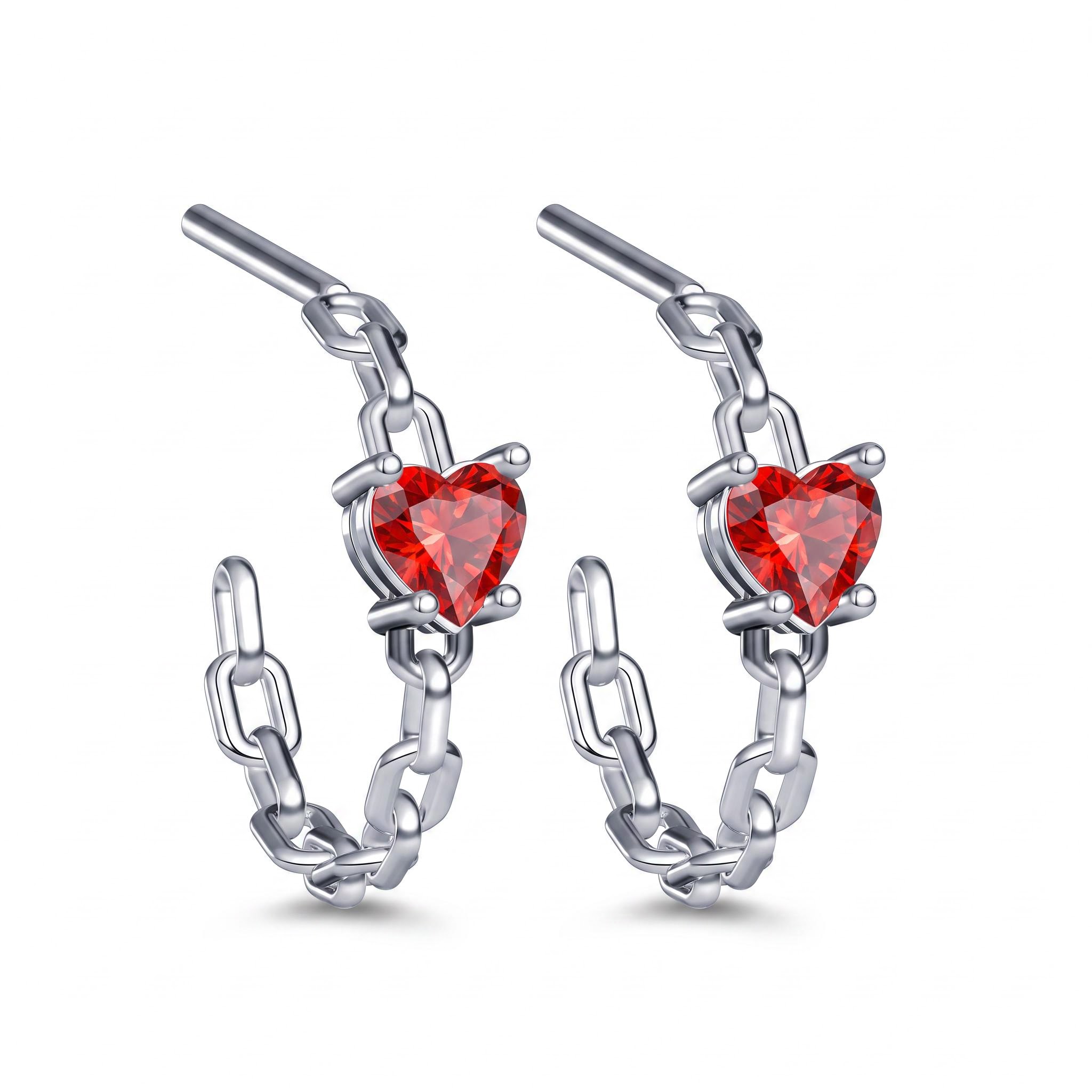 1 ct.tw. Heart Cut Chain Hoop Earrings