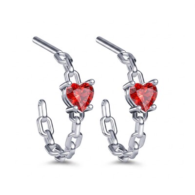 1 ct.tw. Heart Cut Chain Hoop Earrings