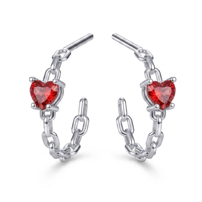 1 ct.tw. Heart Cut Chain Hoop Earrings