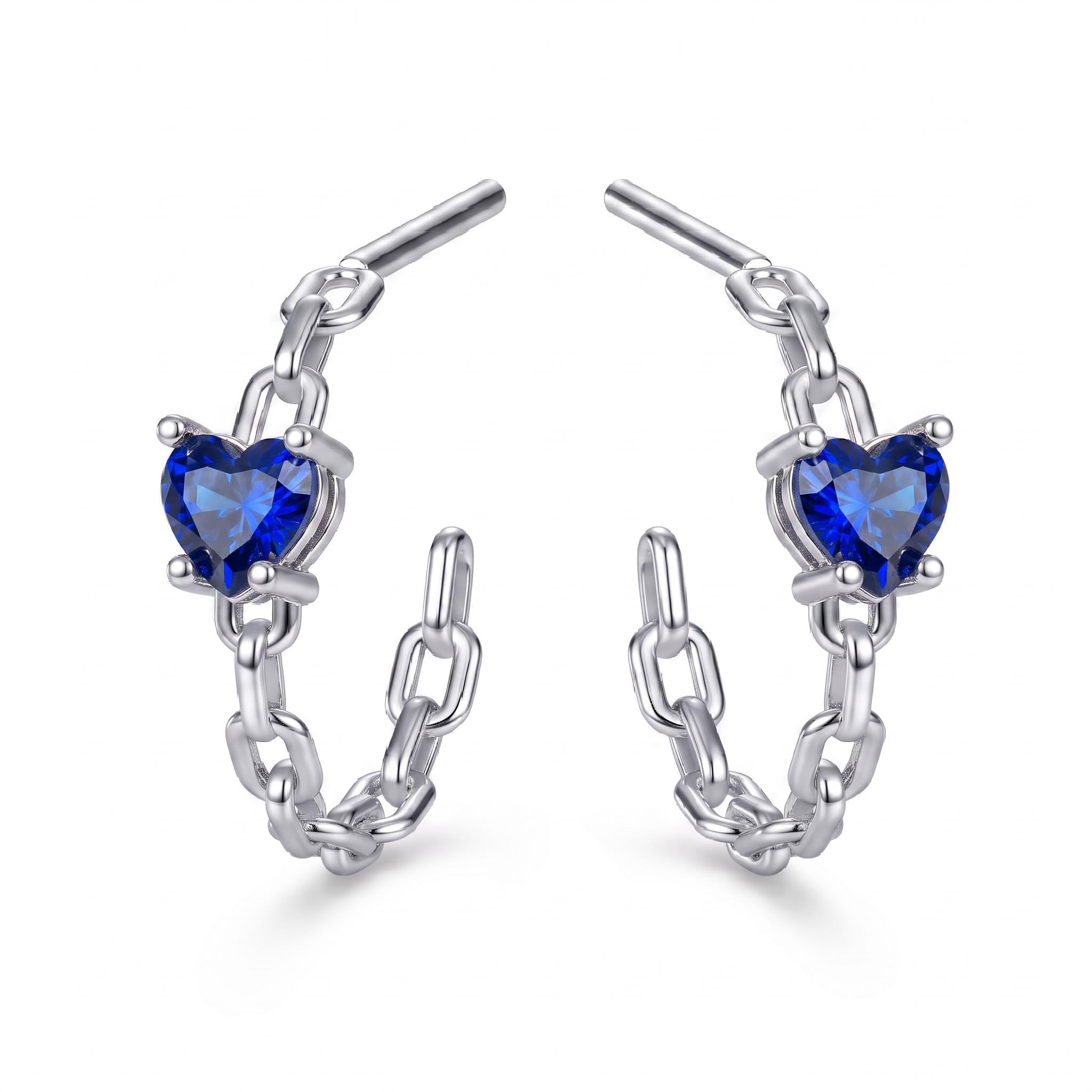 1 ct.tw. Heart Cut Chain Hoop Earrings