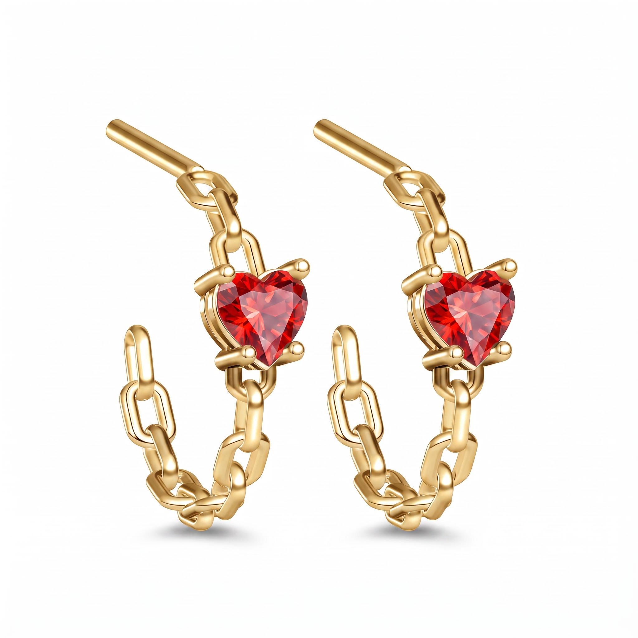 1 ct.tw. Heart Cut Chain Hoop Earrings