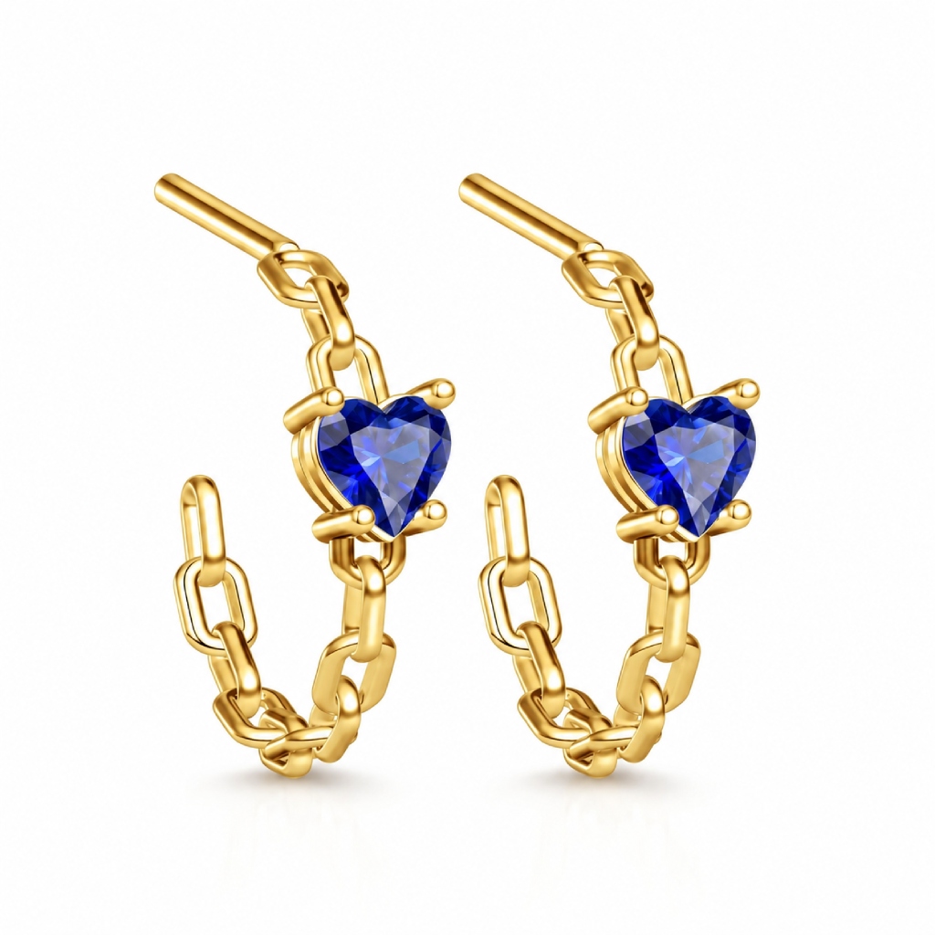 1 ct.tw. Heart Cut Chain Hoop Earrings