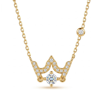 0.51 ct.tw. W-shaped Crown Round Stone Necklace Pendant