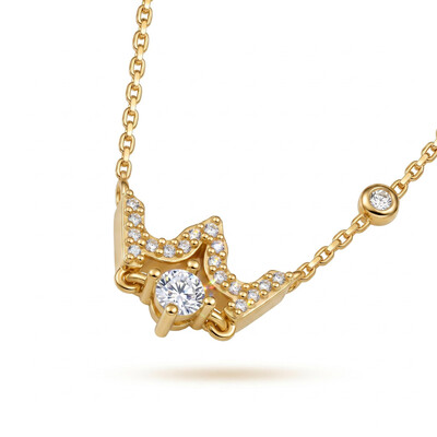 0.51 ct.tw. W-shaped Crown Round Stone Necklace Pendant